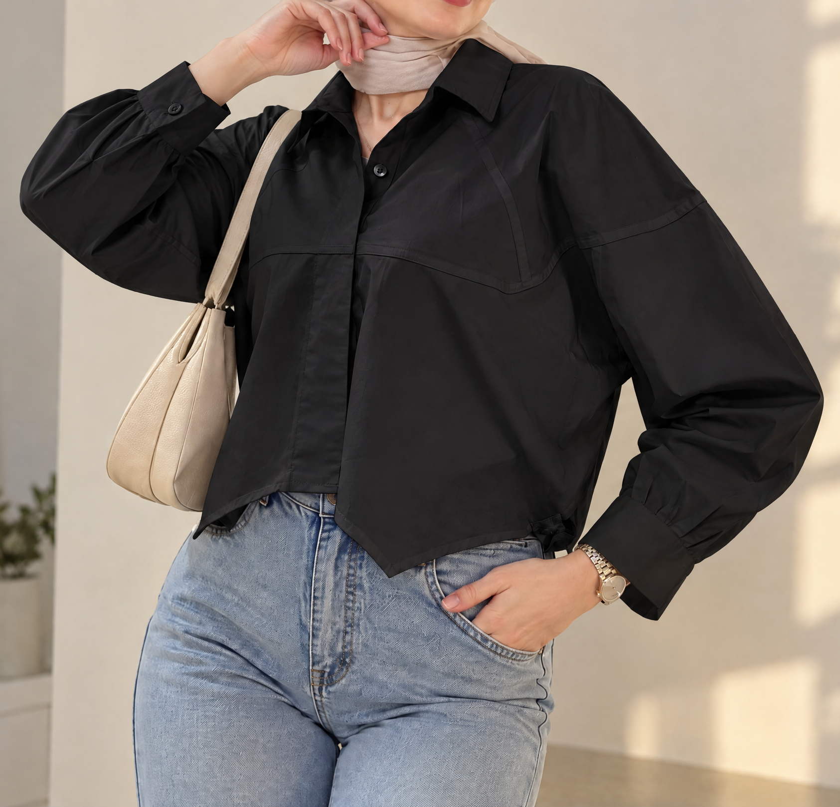 شومیز زنانه کراپ مدل آوین